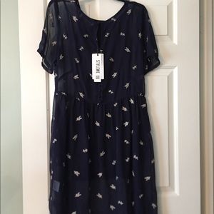 Navy casual print 2-piece dress